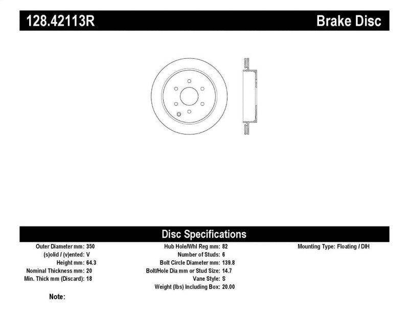 StopTech Drilled Sport Brake Rotor