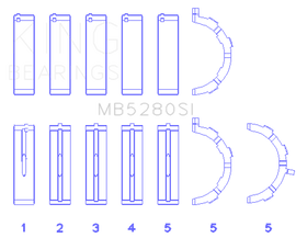 King Engine Bearings Ford 281CI/330CI 4.6L/5.4L V8 (Size +0.75) Main Bearing Set