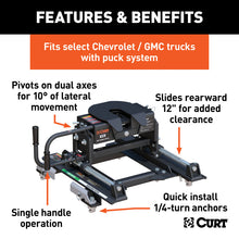 Load image into Gallery viewer, Curt E16 5th Wheel Hitch w/Roller and GM Puck System Adapter