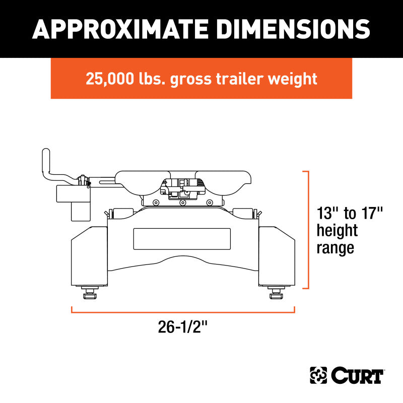 Curt Q25 5th Wheel Hitch w/ GM Puck System Legs - 2020 Chevrolet Silverado/GMC Sierra 2500/3500HD