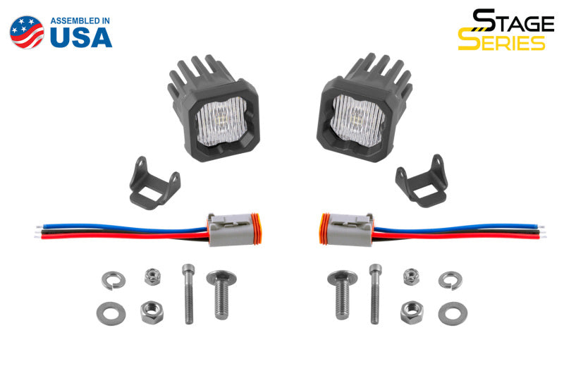 Diode Dynamics Stage Series C1 LED Pod - White SAE Fog Standard WBL (Pair)