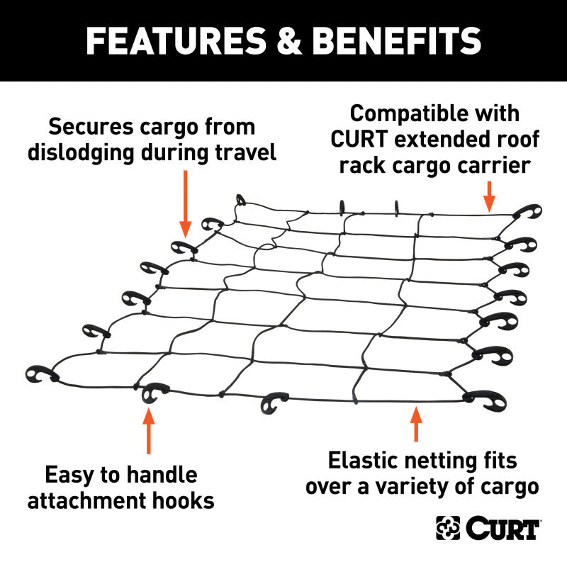 Curt 65in x 38in Extended Roof Rack Cargo Net