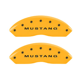 MGP 4 Caliper Covers Engraved Front Mustang - Engraved Rear S197/GT - Yellow Finish Blk Characters