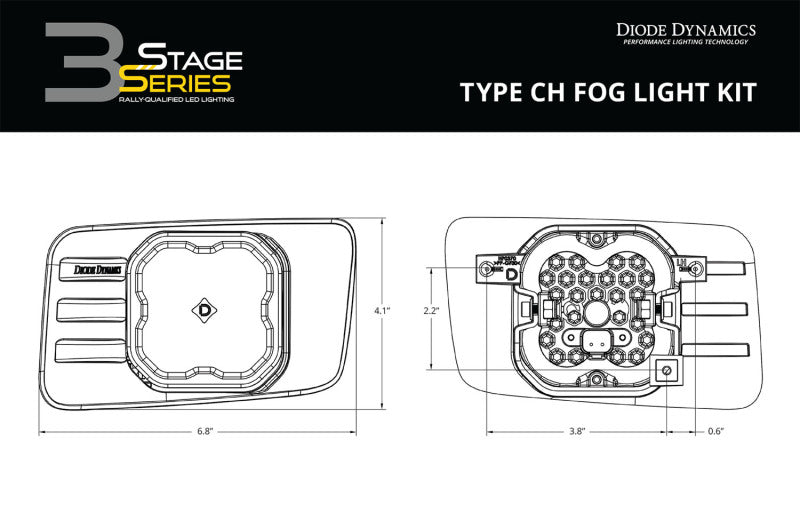 Diode Dynamics SS3 Type CH LED Fog Light Kit Sport ABL - Yellow SAE Fog - GTR Auto
