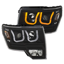 Load image into Gallery viewer, ANZO 2009-2014 Ford F-150 Projector Headlights w/ U-Bar Switchback Black w/ Amber