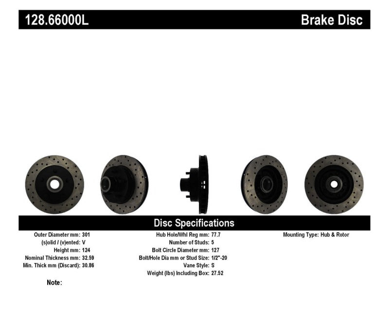 StopTech Drilled Sport Brake Rotor