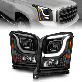 ANZO 15-17 GMC Yukon/Yukon XL Projector Headlights Black Housing/Clear Lens (w/ Light Bars)