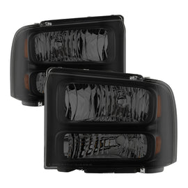 xTune Ford F250 F350 F450 Superduty Excursion 99-04 Headlights Black Smoked HD-JH-FF25099-HA-BSM