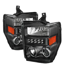 Load image into Gallery viewer, xTune Ford F250/350/450 Super Duty 08-10 Projector Headlights LED Halo Black PRO-JH-FS08-LED-BK