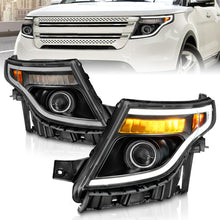 Load image into Gallery viewer, ANZO 11-15 Ford Explorer (w/Factory Halogen HL Only) Projector Headlights w/Light Bar Black Housing