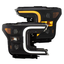 Load image into Gallery viewer, ANZO 18-19 Ford F-150 Projector Headlights w/Plank Style Switchback Black w/Amber