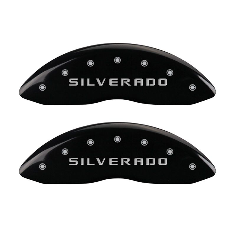 MGP 4 Caliper Covers Engraved Front & Rear MGP Black finish silver ch