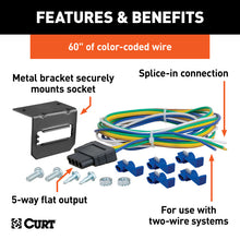 Load image into Gallery viewer, Curt 5-Way Flat Connector Socket w/Hardware (Vehicle Side Packaged)