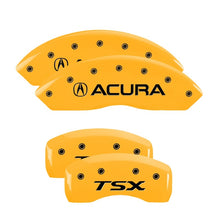 Load image into Gallery viewer, MGP 4 Caliper Covers Engraved Front Acura Engraved Rear TSX Yellow finish black ch