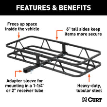 Load image into Gallery viewer, Curt 48in x 20in Basket-Style Cargo Carrier (Fixed 1-1/4in Shank w/2in Adapter)