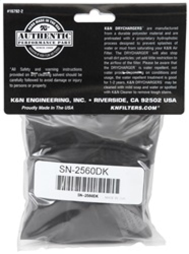 K&N Filter Wrap Drycharger Oval Tapered Black - 3.25in Base I/S Width x 2.5in Top I/S Width x 7in H - GTR Auto