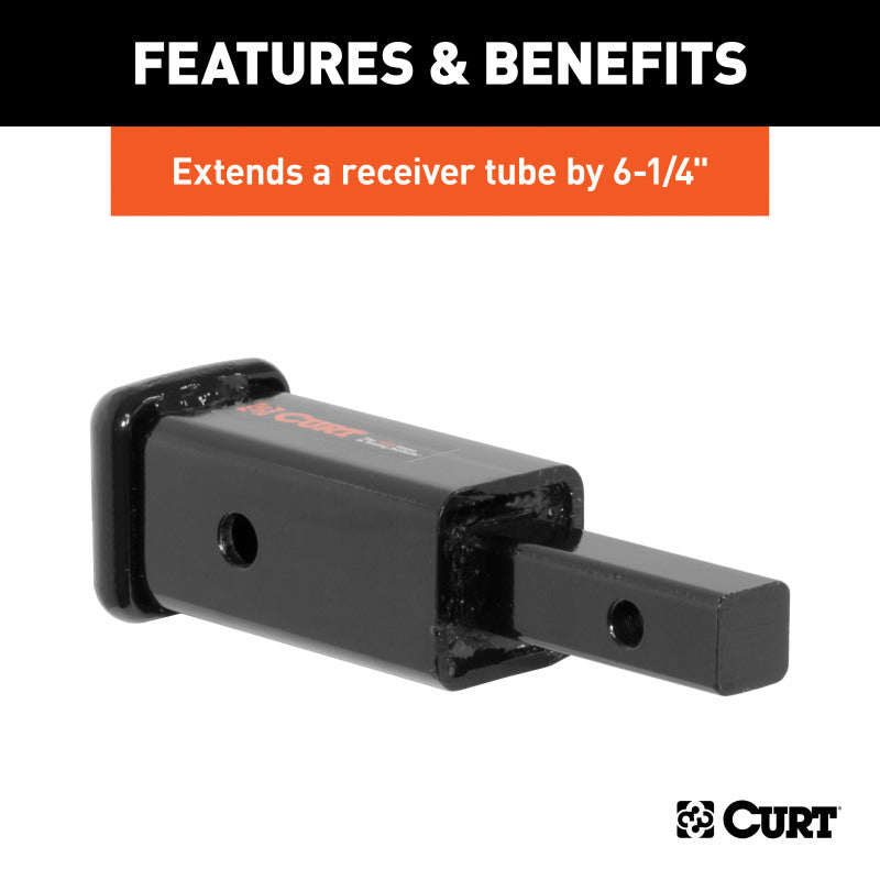 Curt Receiver Tube Adapter (1-1/4in to 2in Shank Not for Towing Use 6-1/4in Length)
