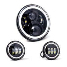 Load image into Gallery viewer, Letric Lighting 7? Full-Halo Black LED Headlight with (2) 4.5? Full-Halo Black Passing Lamps