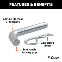 Load image into Gallery viewer, Curt 5/8in Hitch Pin (2in Receiver Zinc Packaged)