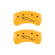 Load image into Gallery viewer, MGP 4 Caliper Covers Engraved Front &amp; Rear Leaper Yellow finish black ch