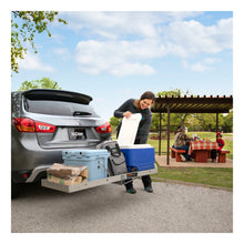 Load image into Gallery viewer, Curt 60in x 20in Aluminum Tray-Style Cargo Carrier (Folding 2in Shank)