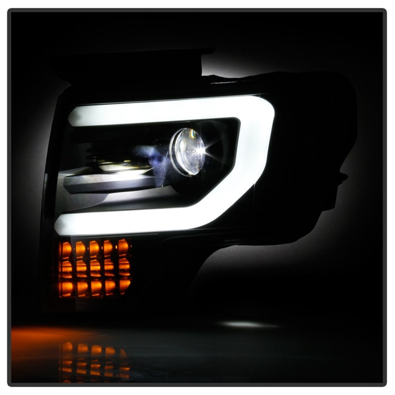 Spyder Ford F150 09-14 Halogen Light Bar Projector Headlights Black PRO-YD-FF15009PL-SEQ-BK