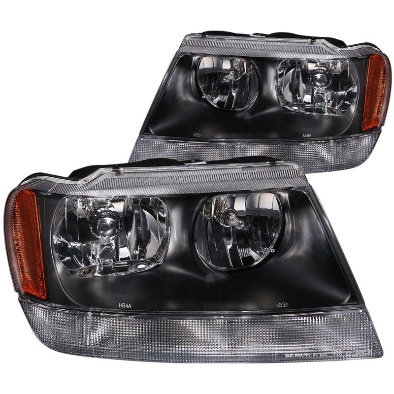 ANZO 1999-2004 Jeep Grand Cherokee Crystal Headlights Black