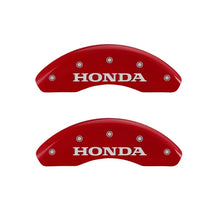 Load image into Gallery viewer, MGP Front set 2 Caliper Covers Engraved Front Honda Red finish silver ch