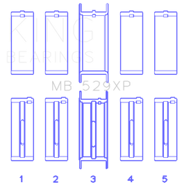 King Engine Bearings Performance Ford 302 (Size STD) Main Race Bearing Set