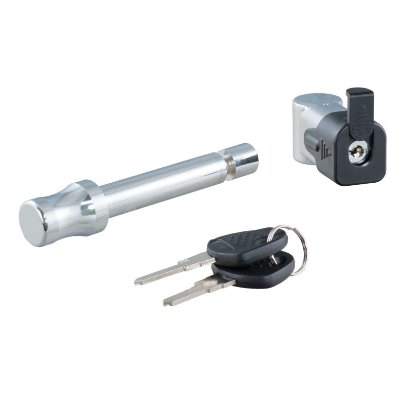 Curt 5/8in Hitch Lock (2in Receiver Right-Angle Chrome)