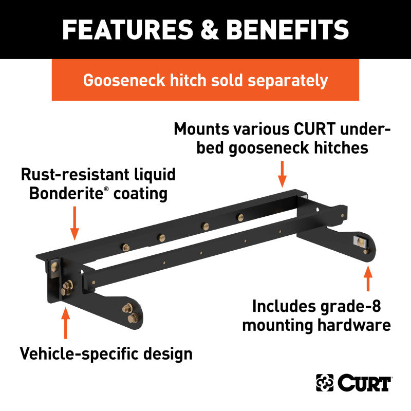 Curt 15-19 Chevrolet Silverado 2500 HD Double Lock EZr Gooseneck Installation Brackets