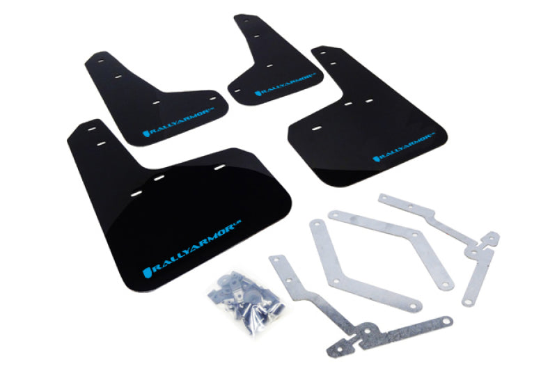 Rally Armor 12-19 Ford Focus ST / 16-19 RS Black UR Mud Flap w/ Nitrous Blue Logo