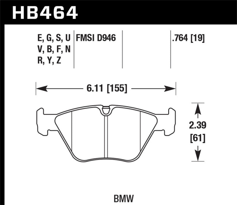 Hawk 01-05 BMW 330Ci 3.0L Base Front ER-1 Brake Pads