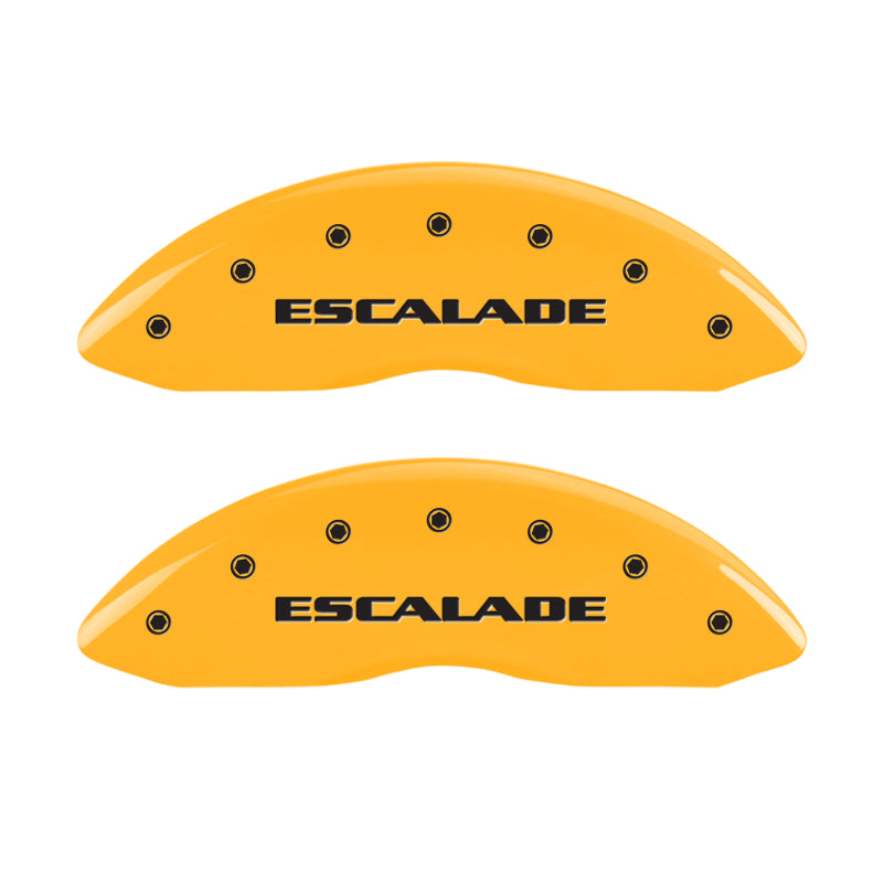 MGP 4 Caliper Covers Engraved Fr Escalade Rear EXT Yellow Finish Blk Char 2003 Cadillac Escalade ESV