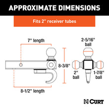 Load image into Gallery viewer, Curt Multi-Ball Mount w/Hook (2in Solid Shank 1-7/8in 2in &amp; 2-5/16in Chrome Balls)