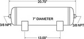 Firestone Air Tank 3 Gallon 7in. x 20.75in. (2) 3/8in. NPT Ports 150 PSI Max - Black (WR17609229)