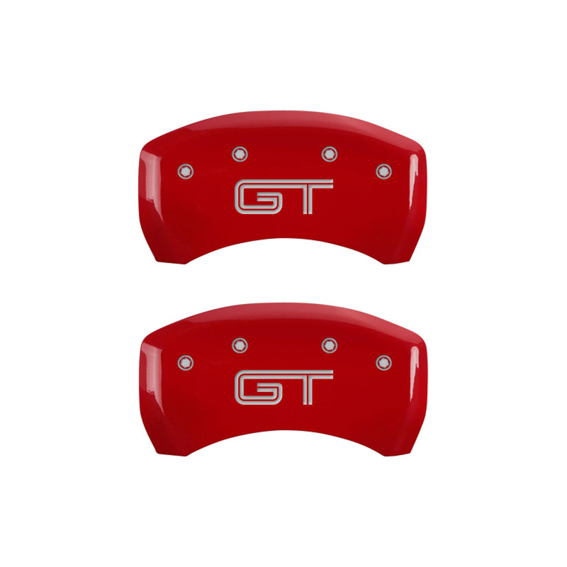 MGP 4 Caliper Covers Engraved Front Mustang Engraved Rear S197/GT Red finish silver ch