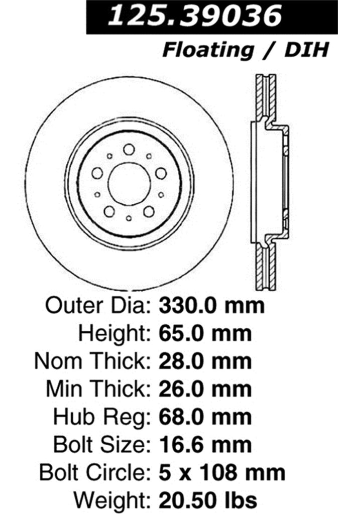 Stoptech 04-07 Volvo S60 / V70 Premium Rear CryoStop Brake Rotor