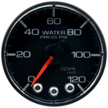 Load image into Gallery viewer, Autometer Spek-Pro Gauge Water Press 2 1/16in 120psi Stepper Motor W/Peak &amp; Warn Blk/Blk