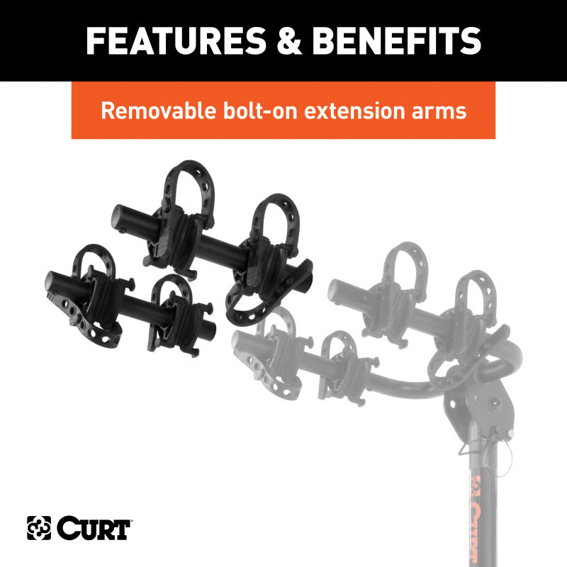 Curt Extendable Hitch-Mounted Bike Rack (2 or 4 Bikes 1-1/4in or 2in Shank)