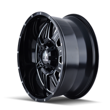 Load image into Gallery viewer, Mayhem 8100 Monstir 17x9 / 5x114.3 BP / -12mm Offset / 87mm Hub Black w/ Milled Spokes Wheel