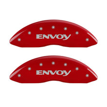 Load image into Gallery viewer, MGP 4 Caliper Covers Engraved Front &amp; Rear Envoy Red finish silver ch