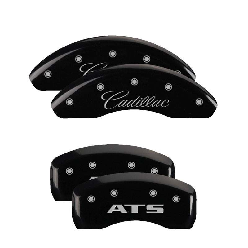 MGP 4 Caliper Covers Engraved Front Cadillac Engraved Rear ATS Black finish silver ch