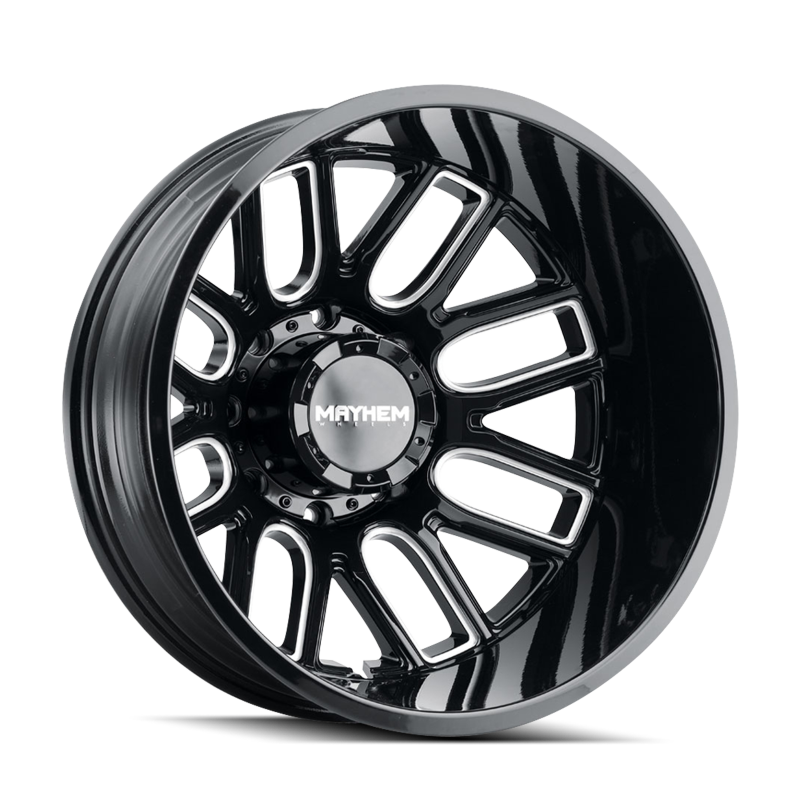 Mayhem 8107D Cogent Dually 22x8.25/8x165.1 BP/-192mm Offset/121.3mm Hub Black w/ Milled Spokes Wheel