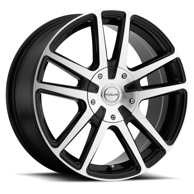 Raceline 145M Encore 18x8in / 5x114.3/5x127 BP / 40mm Offset / 72.62mm Bore - Black & Machined Wheel