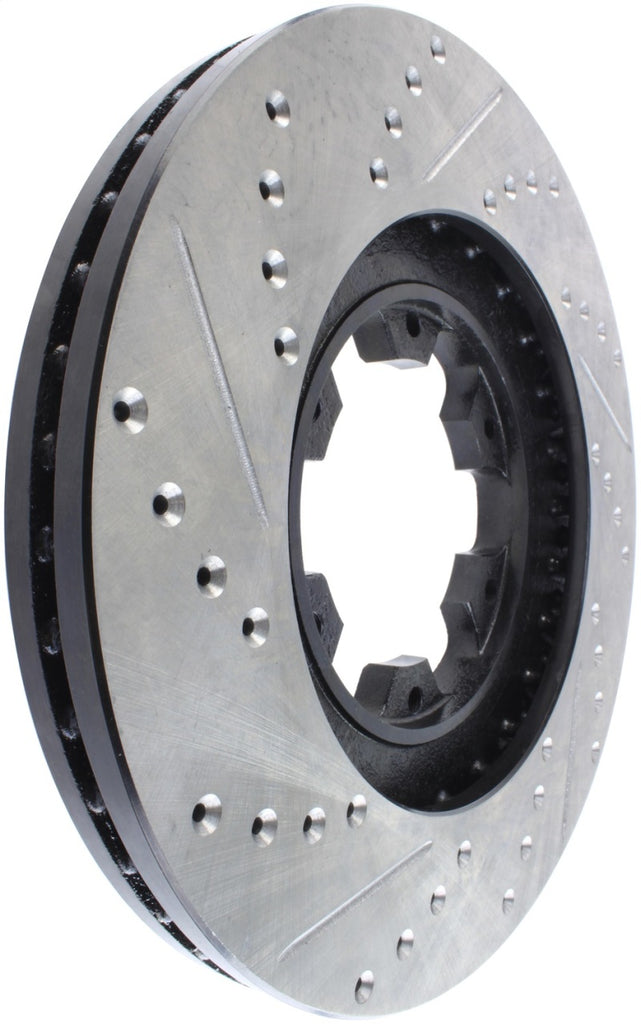 StopTech 98-03 Infiniti QX4/QX56 / 12/98-04 Nissan Pathfinder Slotted & Drilled Left Front Rotor