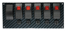 Load image into Gallery viewer, Moroso Rocker Switch Panel - Dash Mount - LED - 8in x 3-13/32in - Grey/Black Fiber Design