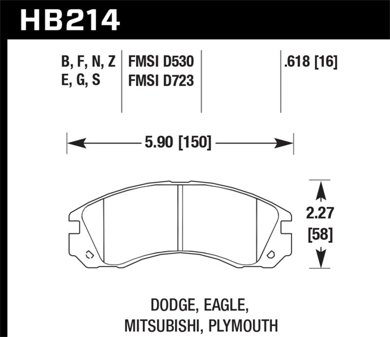 Hawk 1991-1993 Dodge Stealth (2WD) HPS 5.0 Front Brake Pads