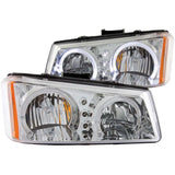 ANZO 2003-2006 Chevrolet Silverado 1500 Crystal Headlights w/ Halo Chrome