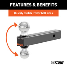 Load image into Gallery viewer, Curt Multi-Ball Mount (2in Solid Shank 2in &amp; 2-5/16in Chrome Balls)